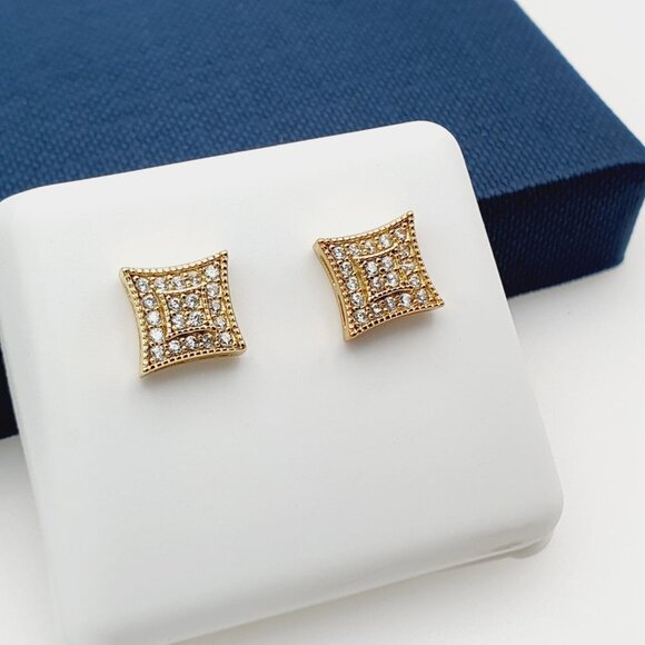 "14K Gold Plated Cubic Zircon Earrings, INUS1BR112 - Picture 2 of 10